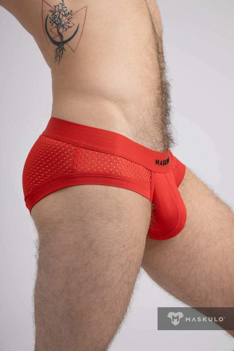 Casual Briefs Classic MASKULO Breathable Microfiber Mesh Brief RED BR072-10 15 - SexyMenUnderwear.com