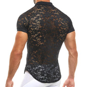 Chemise Modus Vivendi Floral Lace Shirt SemiTransparent Seductive Black 04141 48 - SexyMenUnderwear.com