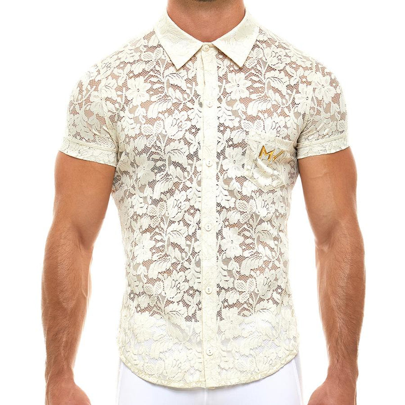 Chemise Modus Vivendi Floral Lace Shirt SemiTransparent Seductive Ivory 04141 48 - SexyMenUnderwear.com