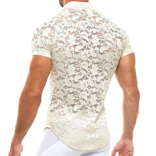 Chemise Modus Vivendi Floral Lace Shirt SemiTransparent Seductive Ivory 04141 48 - SexyMenUnderwear.com