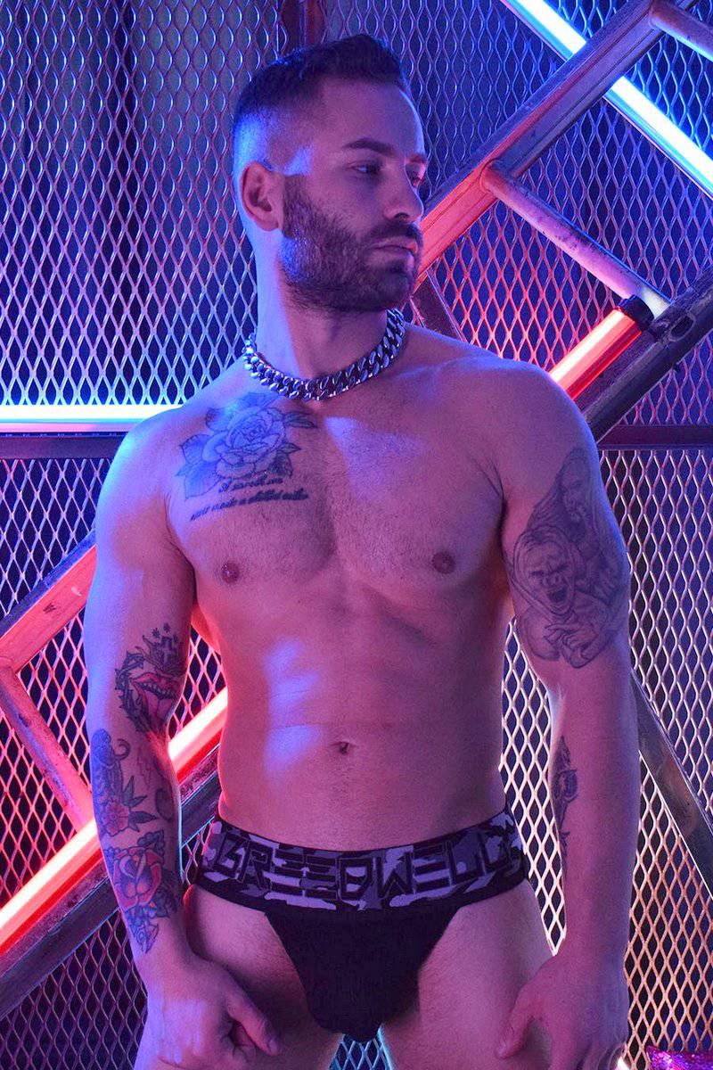 Classic Jock BREEDWELL Jockstrap New School Woven Fabric Soft Pouch Camo-Black 8 - SexyMenUnderwear.com