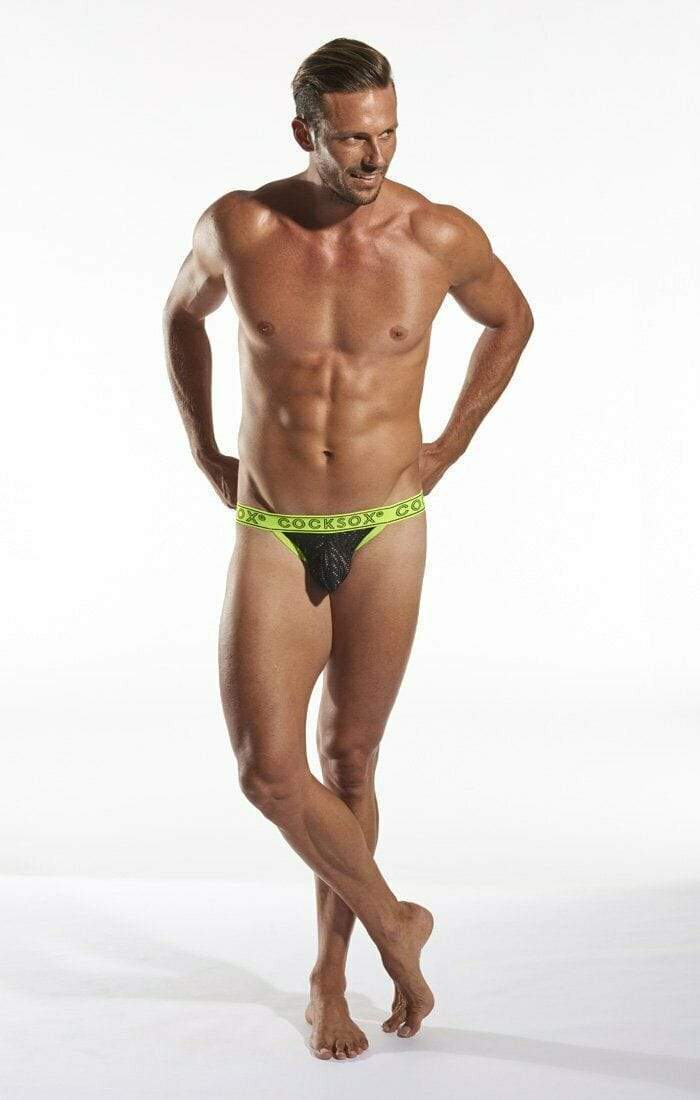 Cocksox Brief Enhancer Pouch Briefs Shredded Bikini Atomic Green CX16SD 19 - SexyMenUnderwear.com