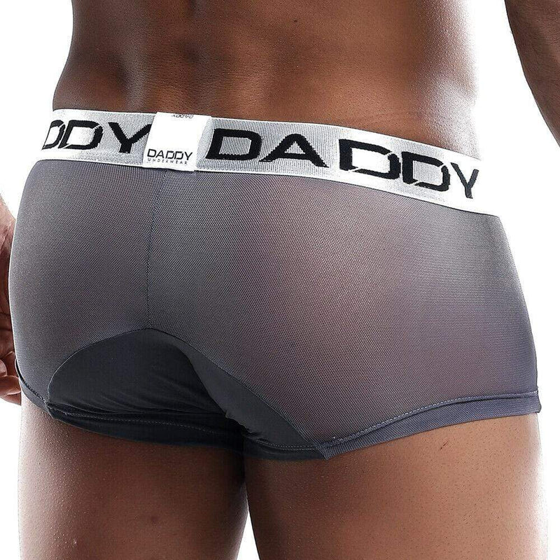 Daddy Underwear Boxer Trunk shorty Grey yellow sheer fabric DDG002 MX3 - SexyMenUnderwear.com