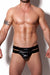 Destructive Fetish Jockstrap Ergonomic Leather Pouch Double Waistband Black 2 - SexyMenUnderwear.com