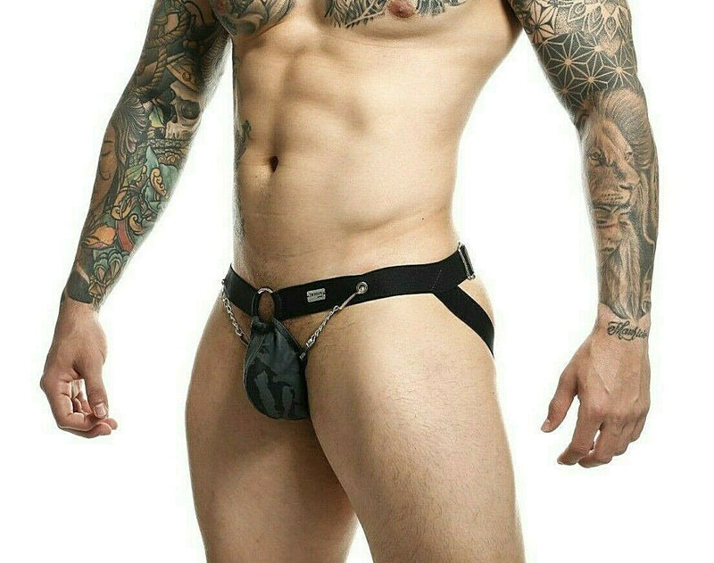 DNGEON MOB Eroticwear Jockstrap ChainLink Leather-Look Jock Midnight DMBL02 2 - SexyMenUnderwear.com