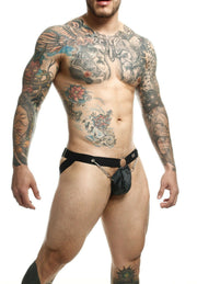 DNGEON MOB Eroticwear Jockstrap ChainLink Leather-Look Jock Midnight DMBL02 2 - SexyMenUnderwear.com