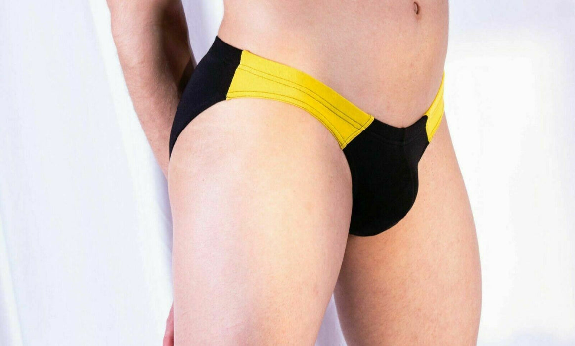Doreanse Brief Basic Micro Briefs Slip Bikini Cut Black/Yellow 1099 2A - SexyMenUnderwear.com