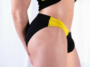 Doreanse Brief Basic Micro Briefs Slip Bikini Cut Black/Yellow 1099 2A - SexyMenUnderwear.com