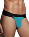 DOREANSE Mens Thong Warrior Pouch Stretchy Fabric Turquoise-Black 1258 20 - SexyMenUnderwear.com