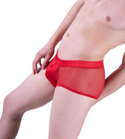 Doreanse sexy Boxer Brief Silky Hipster Short Low Rise-Mesh Boxer RED 1588 8 - SexyMenUnderwear.com
