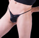 DOREANSE String For Men G String Homme Black Panther Stripe Glossy 1326 1A - SexyMenUnderwear.com