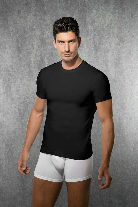 DOREANSE T-Shirt Basic Crew Neck Short Sleeved Black 2550 3 - SexyMenUnderwear.com