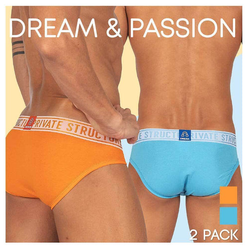 Duo Pack Private Structure Mini Brief Dream & Passion Aqua Blue + Orange 4385 - SexyMenUnderwear.com