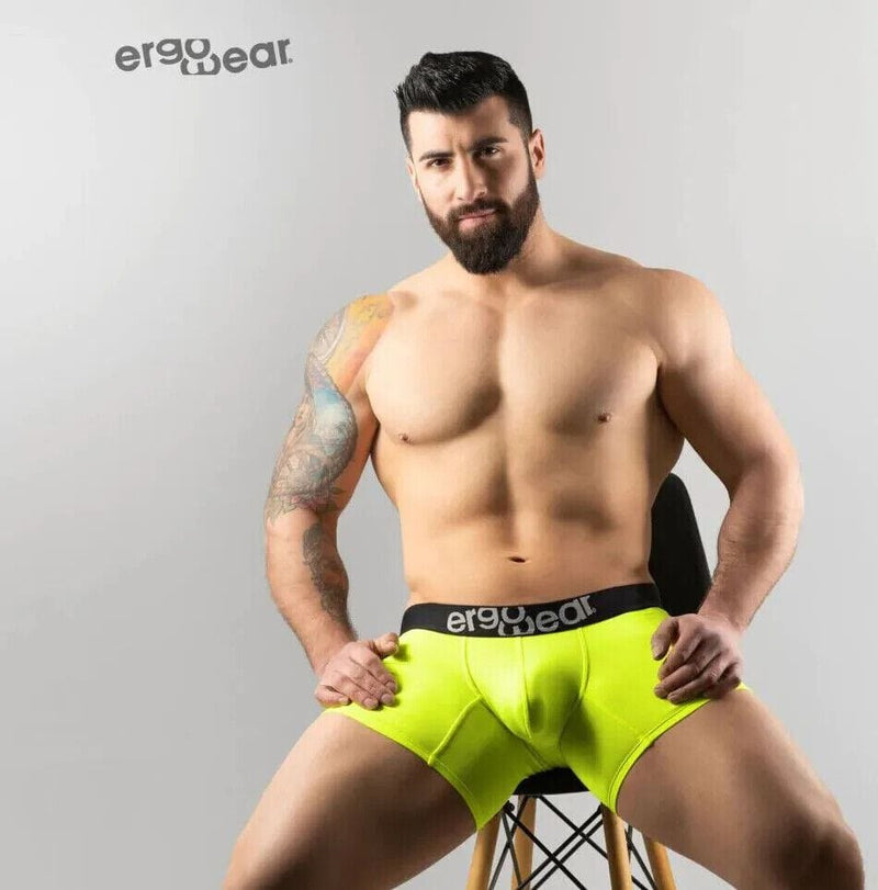 ErgoWear Body-Defining HIP Boxer Trunks Sporty Long Boxer Lime Green 1187 - SexyMenUnderwear.com