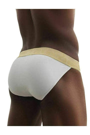 ErgoWear Brief Max XV Bikini Cut Mens Slip Golden Satin Finish White 0612 12 - SexyMenUnderwear.com