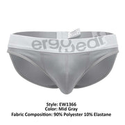ErgoWear Hip Bikini Briefs Super Sleek Low-Rise Brief Soft Mid Gray 1366 - SexyMenUnderwear.com