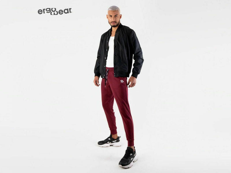 ErgoWear Jogger GYM Athletic Legging Pants Woven Cotton Burgundy 1110 2 - SexyMenUnderwear.com