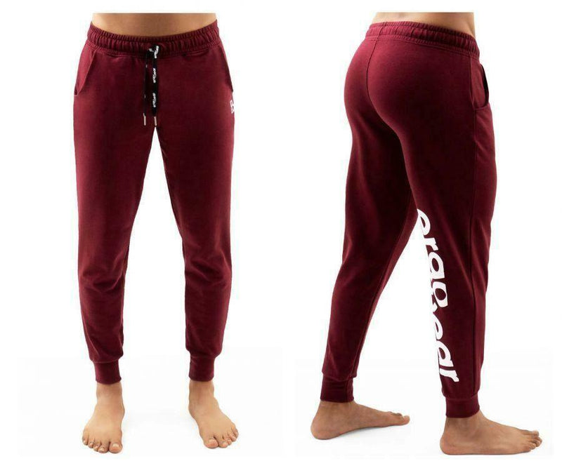 ErgoWear Jogger GYM Athletic Legging Pants Woven Cotton Burgundy 1110 2 - SexyMenUnderwear.com