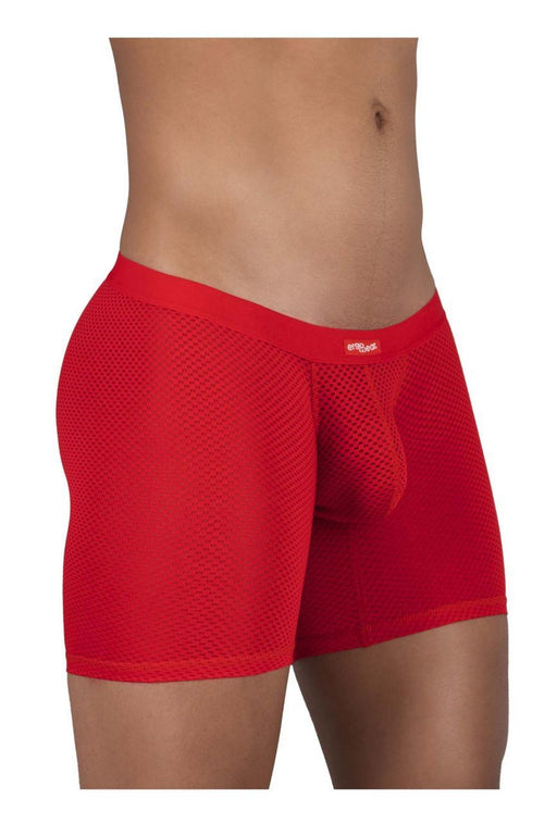 ErgoWear Long Boxer Sport Midcut SLK Mesh Boxer Briefs Red 1083 36 - SexyMenUnderwear.com