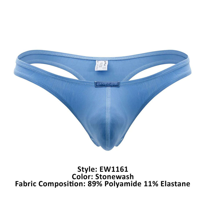 ErgoWear Silky Soft Thong X4D Lightweight Fabric Stonewash Blue 1161 - SexyMenUnderwear.com