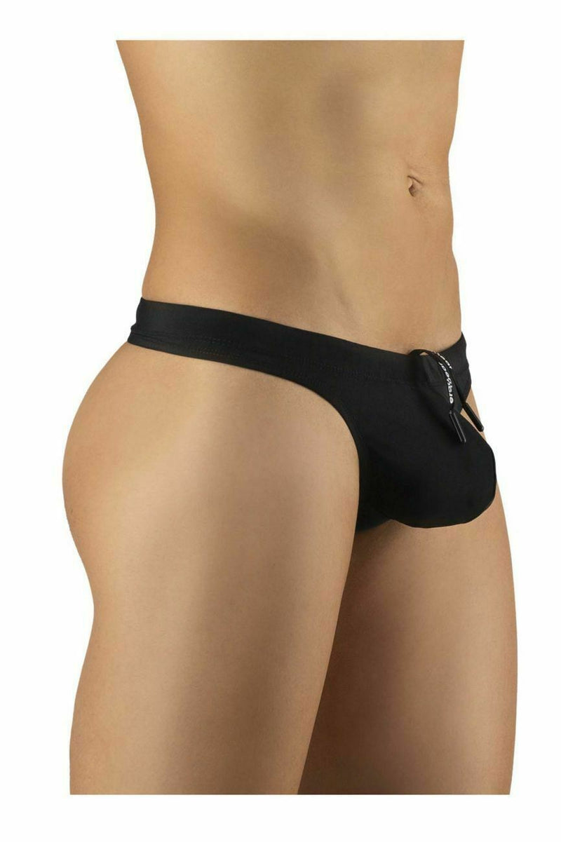 ErgoWear Swim-Thongs X4D Sporty Feel Stretchy Swimwear Black 1044 27 - SexyMenUnderwear.com