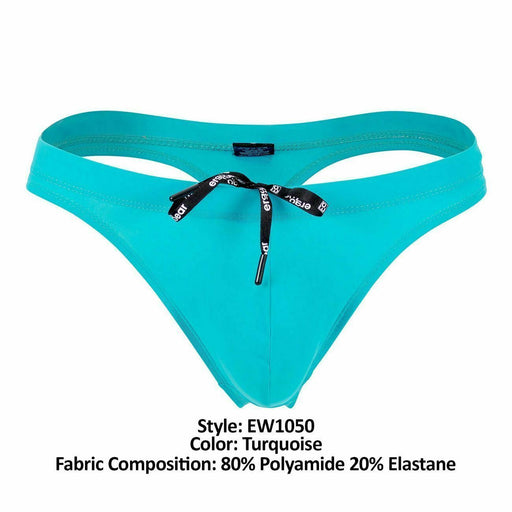 ErgoWear Swimwear X4D Sporty Feel Stretchy Swim-Thongs Turquoise 1050 27 - SexyMenUnderwear.com