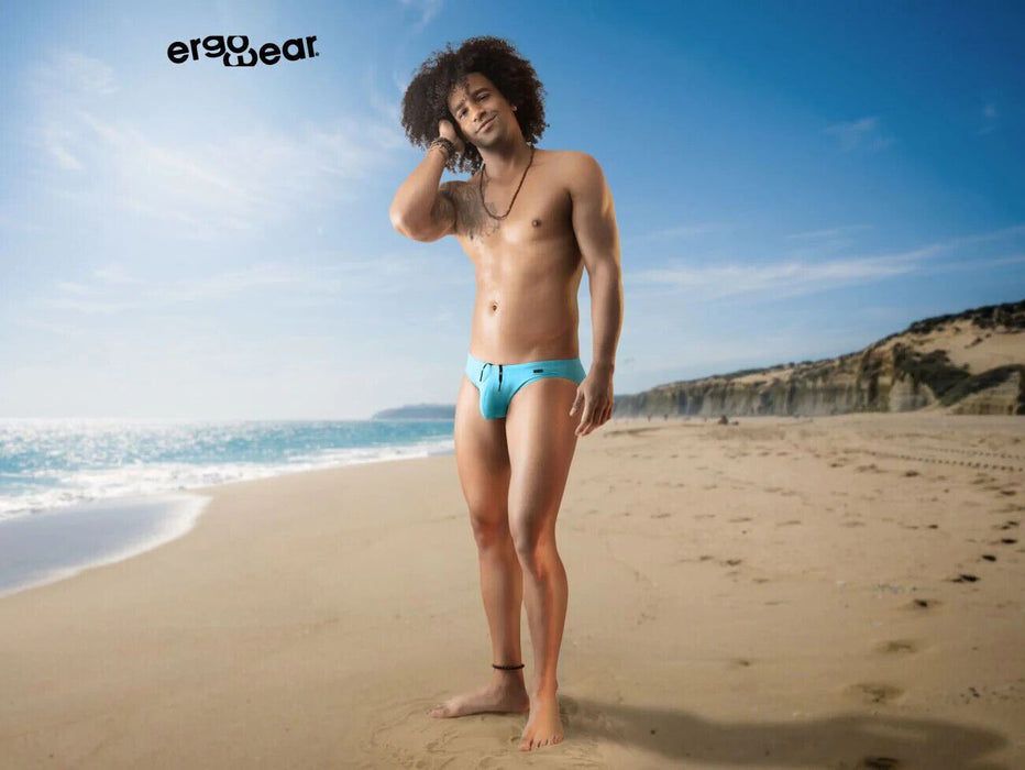 ErgoWear Swimwear X4D SW Silky Swim-Briefs With Seamed Pouch Neon Aqua 1221 25 - SexyMenUnderwear.com