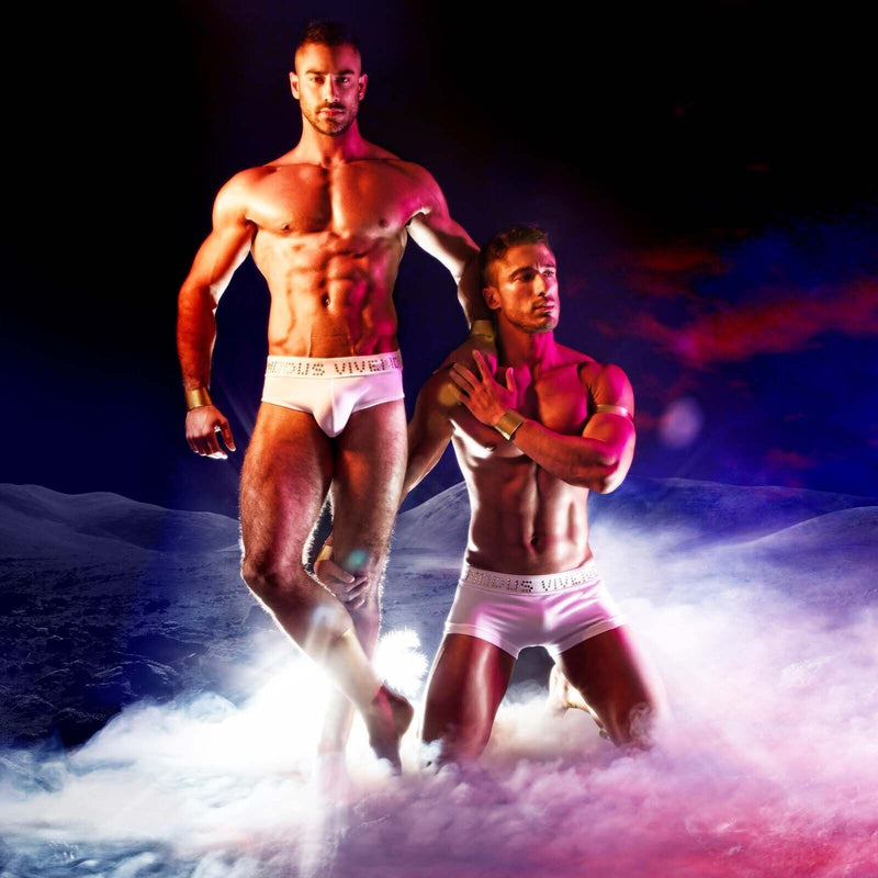 Fashion Swimwear Modus Vivendi Swim-Briefs Shiny Metalic Cubes White BS1811 5 - SexyMenUnderwear.com