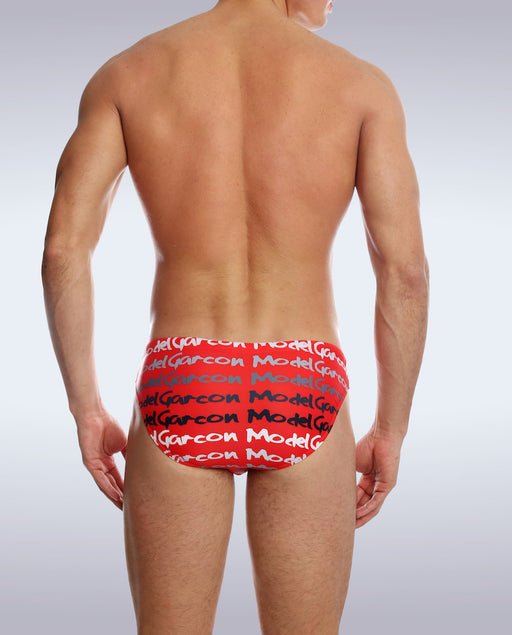 GARCON MODEL Swim-Brief Graffiti Low-Rise Red Swimwear 9 - SexyMenUnderwear.com