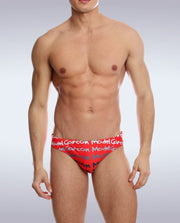 GARCON MODEL Swim-Brief Graffiti Low-Rise Red Swimwear 9 - SexyMenUnderwear.com