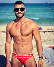 GARCON MODEL Swim-Brief Graffiti Low-Rise Red Swimwear 9 - SexyMenUnderwear.com