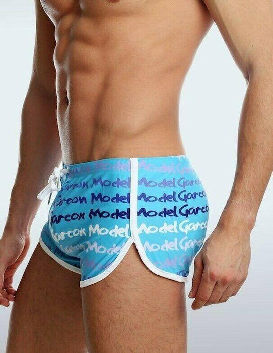 Garcon Model Swim-Shorts Grafiti Sexy Maillot Low-Rise Swimwear Blue 8 - SexyMenUnderwear.com