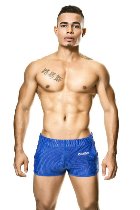 GIGO Sporty Mini Shorts Suggestive Blue Mesh SportWear Mens Shorts Blue B30175 1 - SexyMenUnderwear.com