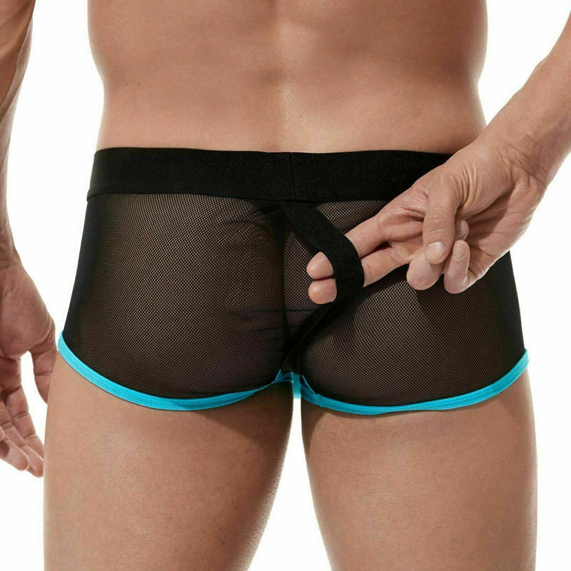 Gregg Homme Boxer Avant-Garde Trunk Fishnet Mesh Aqua 160405 92A - SexyMenUnderwear.com