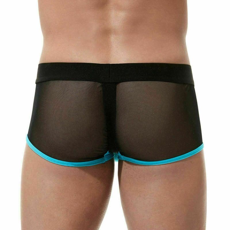 Gregg Homme Boxer Avant-Garde Trunk Fishnet Mesh Aqua 160405 92A - SexyMenUnderwear.com