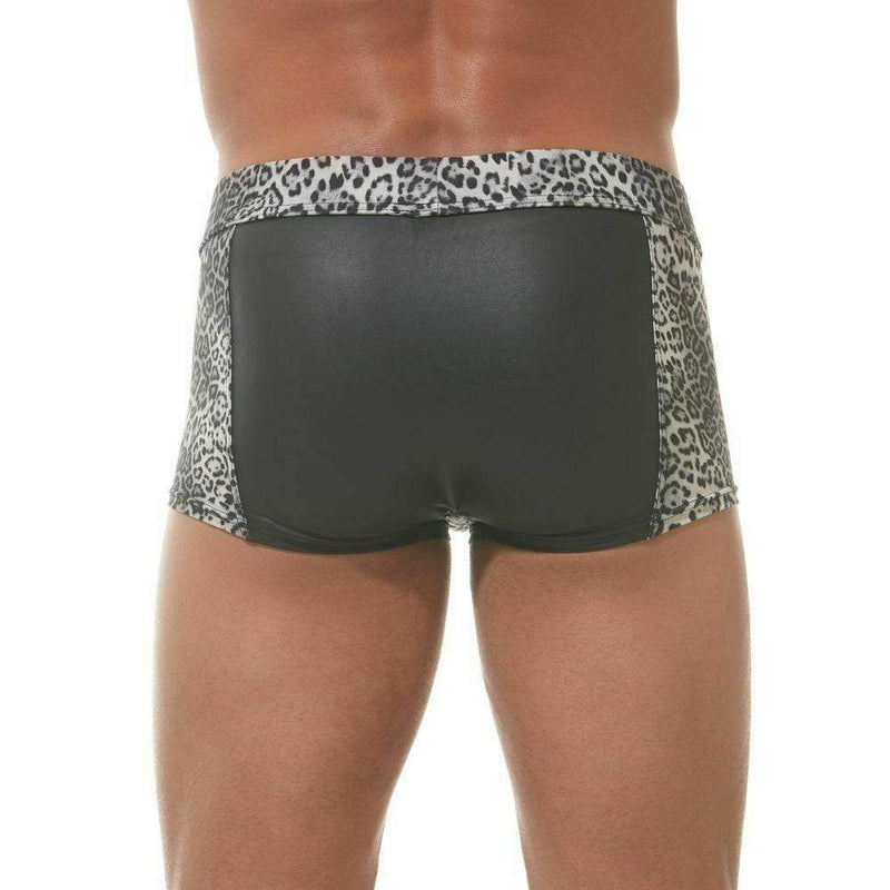 Gregg Homme Boxer Captive Print Leopard Trunk Grey 162305 45 - SexyMenUnderwear.com