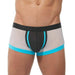 Gregg Homme Boxer Challenger Sporty Mesh Trunk White/Aqua 170505 63 - SexyMenUnderwear.com