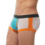 Gregg Homme Boxer Challenger Sporty Mesh Trunk White/Orange 170505 64 - SexyMenUnderwear.com
