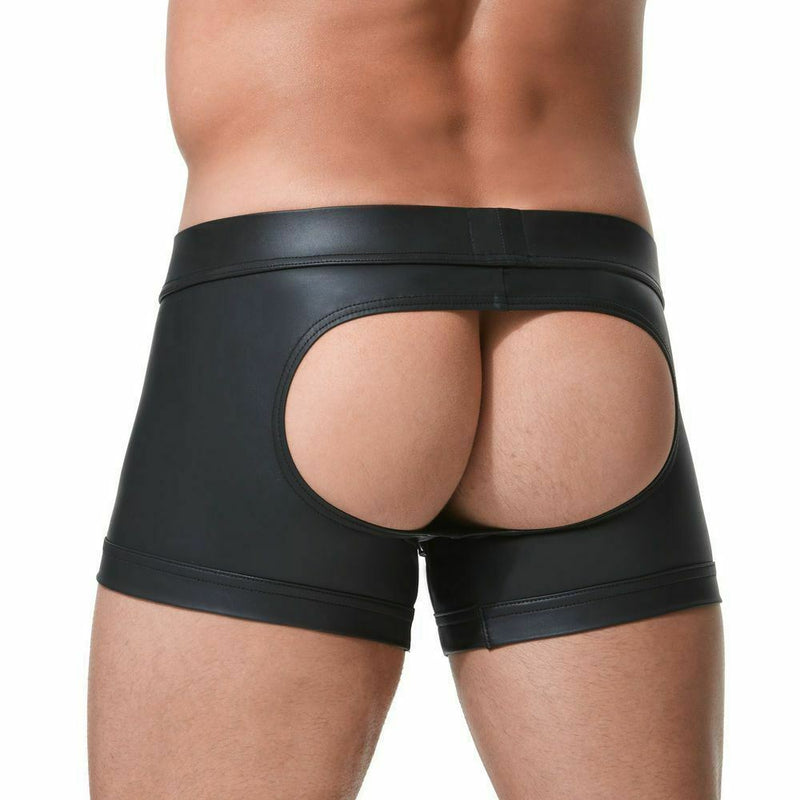 GREGG HOMME Boxer Trunk Crave Leather Look Bottomless Butt Exposed 152655 53 - SexyMenUnderwear.com