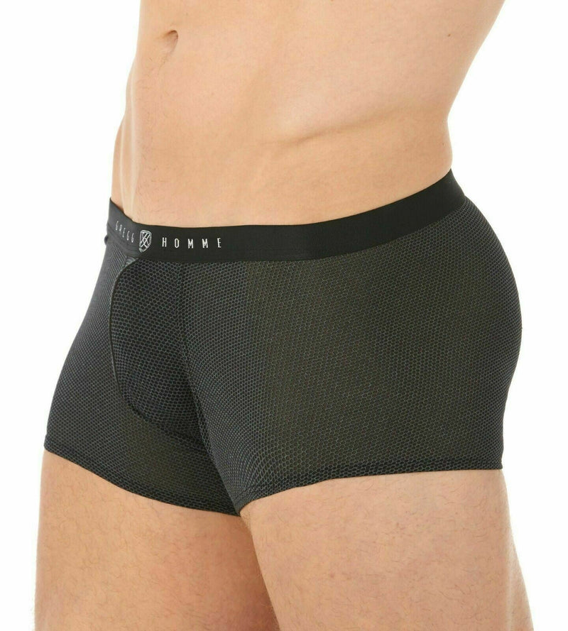 Gregg Homme Boxer Trunk HighRise HoneyComb Mesh Grey 132255 72 - SexyMenUnderwear.com