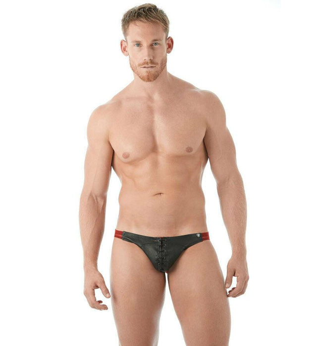 Gregg homme Brief Player Slip Real Leather fetish Red 143103 116 - SexyMenUnderwear.com