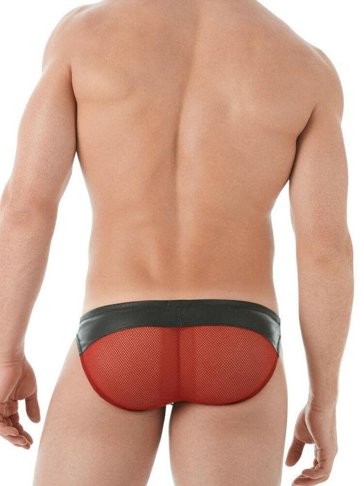 Gregg homme Brief Player Slip Real Leather fetish Red 143103 116 - SexyMenUnderwear.com