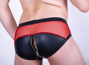 Gregg Homme Brief Reckless Zipper Leather Look Fetish Slip Red 140703 78 - SexyMenUnderwear.com