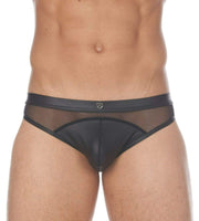 GREGG HOMME Brief Speed Faux Leather & Mesh Slip Black 132503 79 - SexyMenUnderwear.com