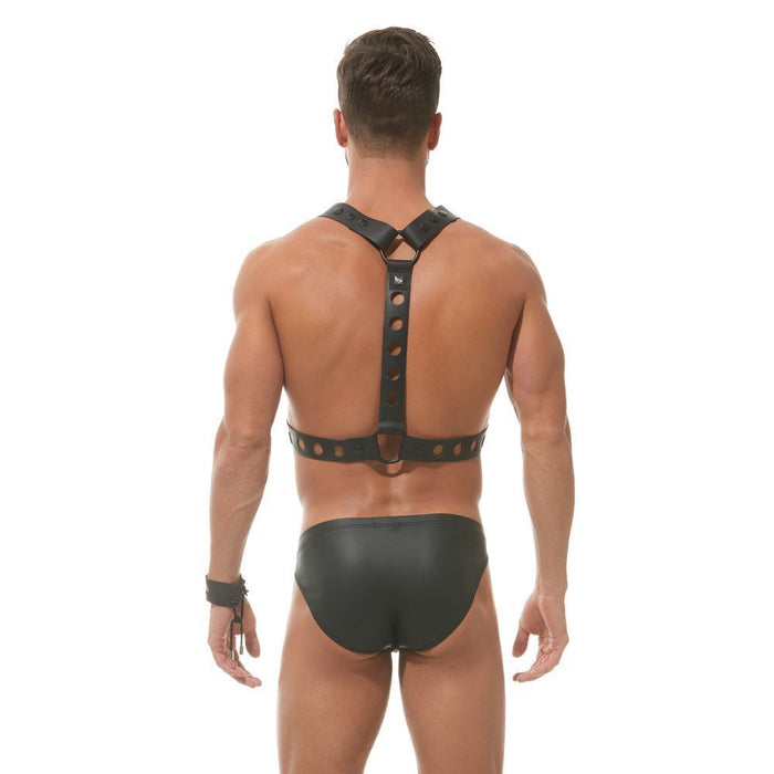 GREGG HOMME Chest X-Harness Charnel 100% Leather Adjustable Snaps O-Rings 162561 - SexyMenUnderwear.com