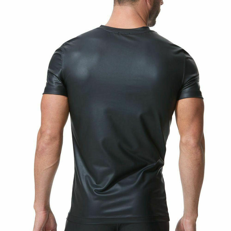GREGG HOMME Shirt Crave Faux Leather V-Neck T-Shirt 152607 GT1 - SexyMenUnderwear.com