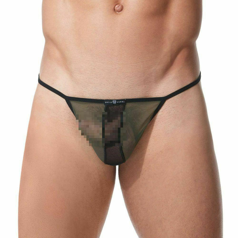 GREGG HOMME String Temptation Mens G-String Mesh Khaki 152114 107 - SexyMenUnderwear.com