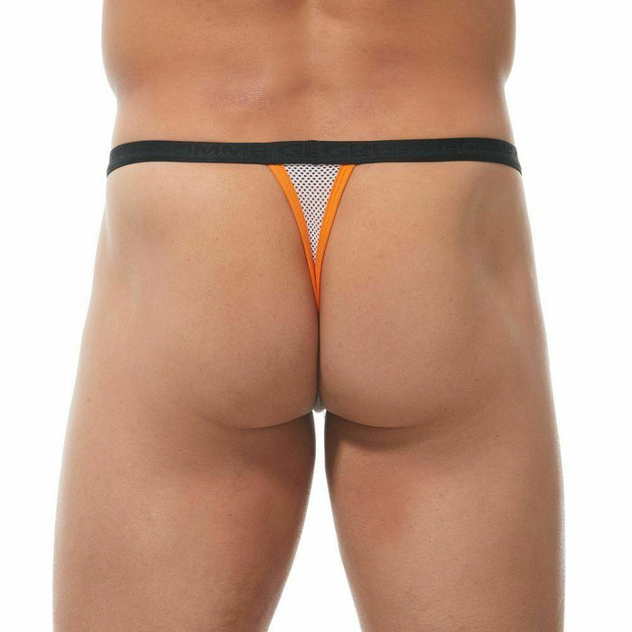 Gregg Homme Thong Challenger Sporty Mesh Thongs White/Orange 170504 64 - SexyMenUnderwear.com