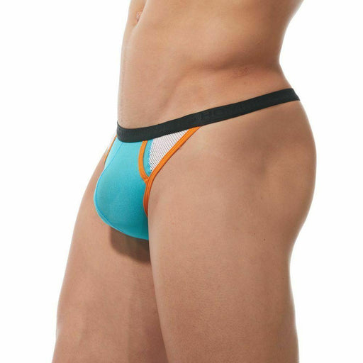 Gregg Homme Thong Challenger Sporty Mesh Thongs White/Orange 170504 64 - SexyMenUnderwear.com