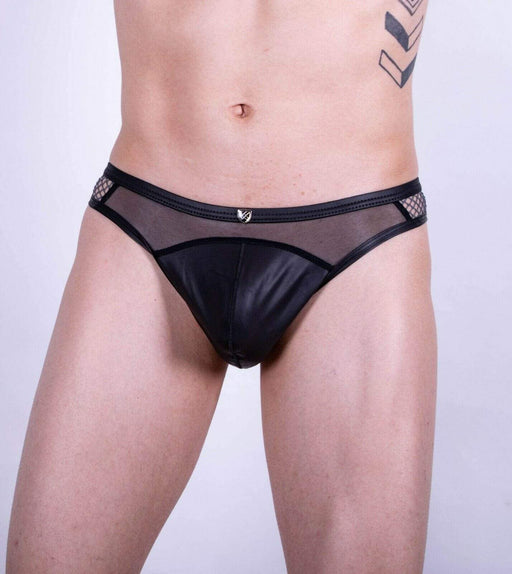 Gregg Homme Thong Speed Faux Leather & Mesh Tangas Black 132504 79 - SexyMenUnderwear.com